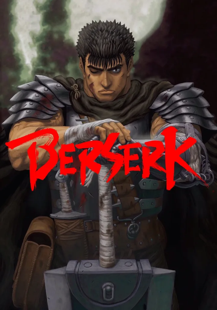 Berserk anime key art with Guts and the Black Swordsman armor