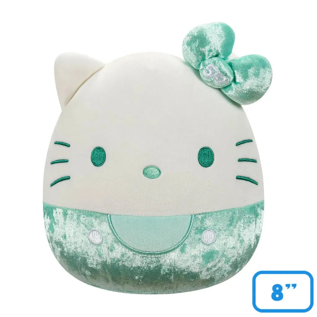Hello Kitty 50th Anniversary Teal Velvet Squishmallow 8 Inch