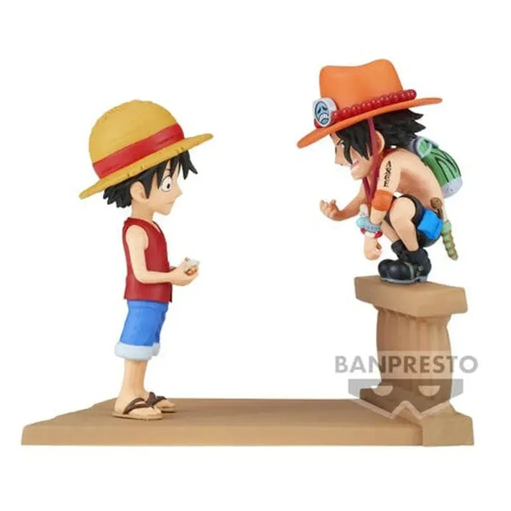 Detailed Luffy and Ace figure set from One Piece World Collectable series