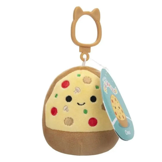 Squishmallow Chea 3.5-inch (9 cm) yellow and brown Pizza clip-on plush