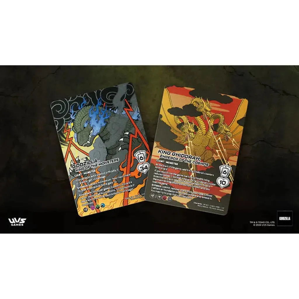 Godzilla UniVersus decks with ready-to-play cards and collector booster pack.