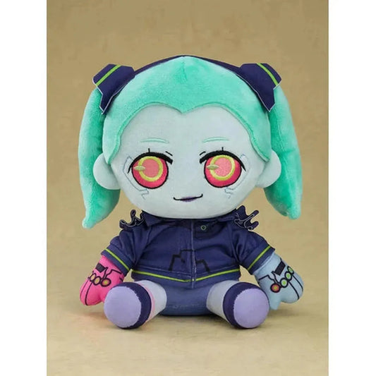 Cyberpunk: Edgerunners Plushie Rebecca by Good Smile Company - 130mm collectible plush toy with vibrant green hair, detailed cyberpunk design, and colorful clothing.
