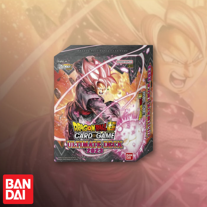 2023 DBSCG Ultimate Deck featuring silver foil cards, Goku Black leader, and Z03 booster pack