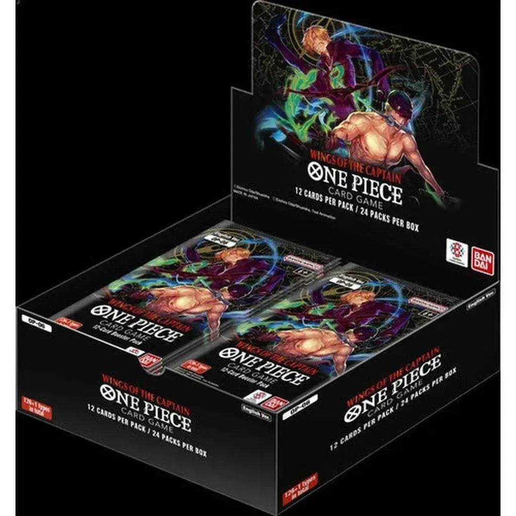 One Piece Card Game OP06 booster box containing rare manga cards.