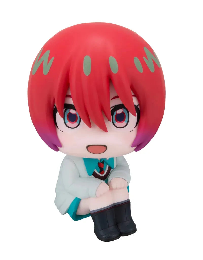 Mobile Suit Gundam Gquuuuuux LookUp Yuzuriha Amate (Machu) chibi figure by MegaHouse in seated pose with school uniform.