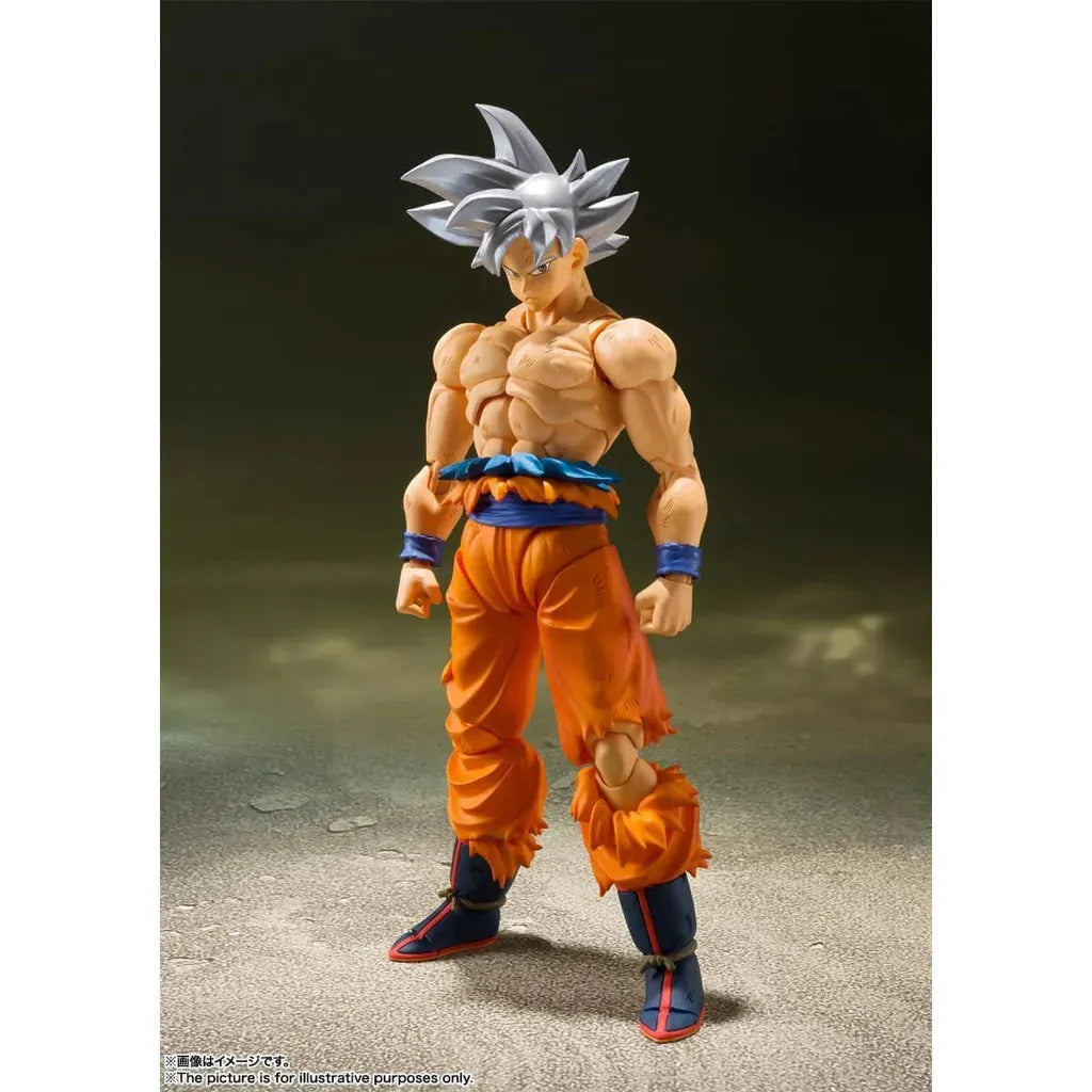 Highly detailed Son Goku Ultra Instinct figure with energy effects
