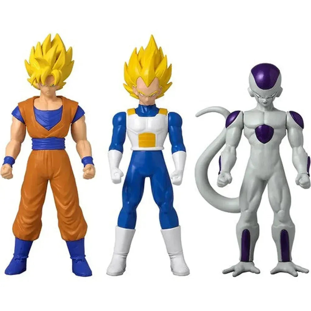 Super Saiyan Goku, Vegeta, Frieza 4th Form collectible figures from Dragon Ball Flash Series