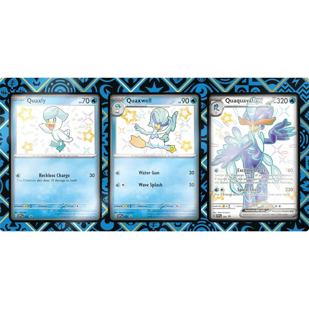Scarlet & Violet Paldean Fates TCG Box with Quaxly, Quaxwell, Quaquaval EX