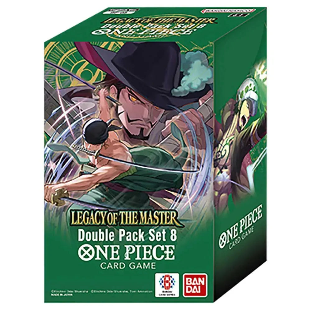 One Piece Card Game Double Pack Set 8 – Legacy Of The Master featuring Zoro and Mihawk Box Art