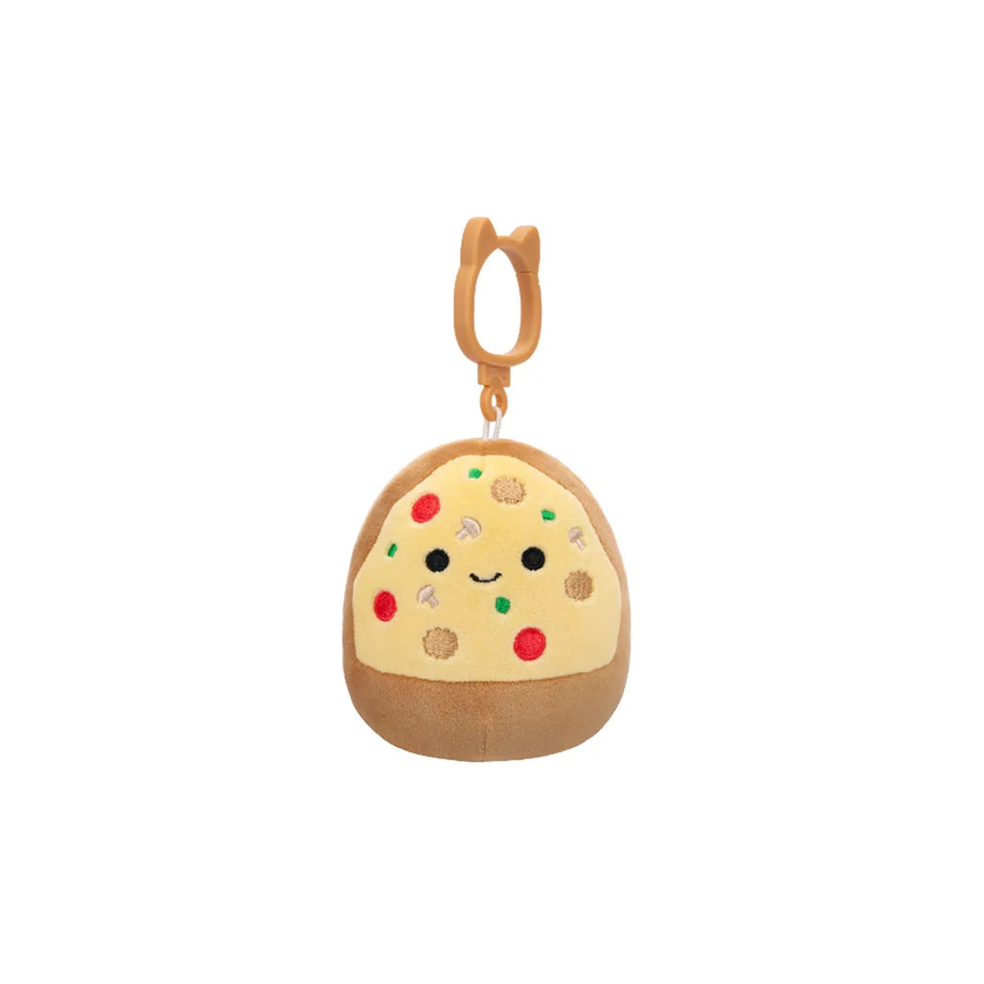 Squishmallow Chea 3.5-inch (9 cm) yellow and brown Pizza clip-on plush
