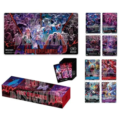  One Piece 2nd Anniversary Set contents including playmat, cards, and box