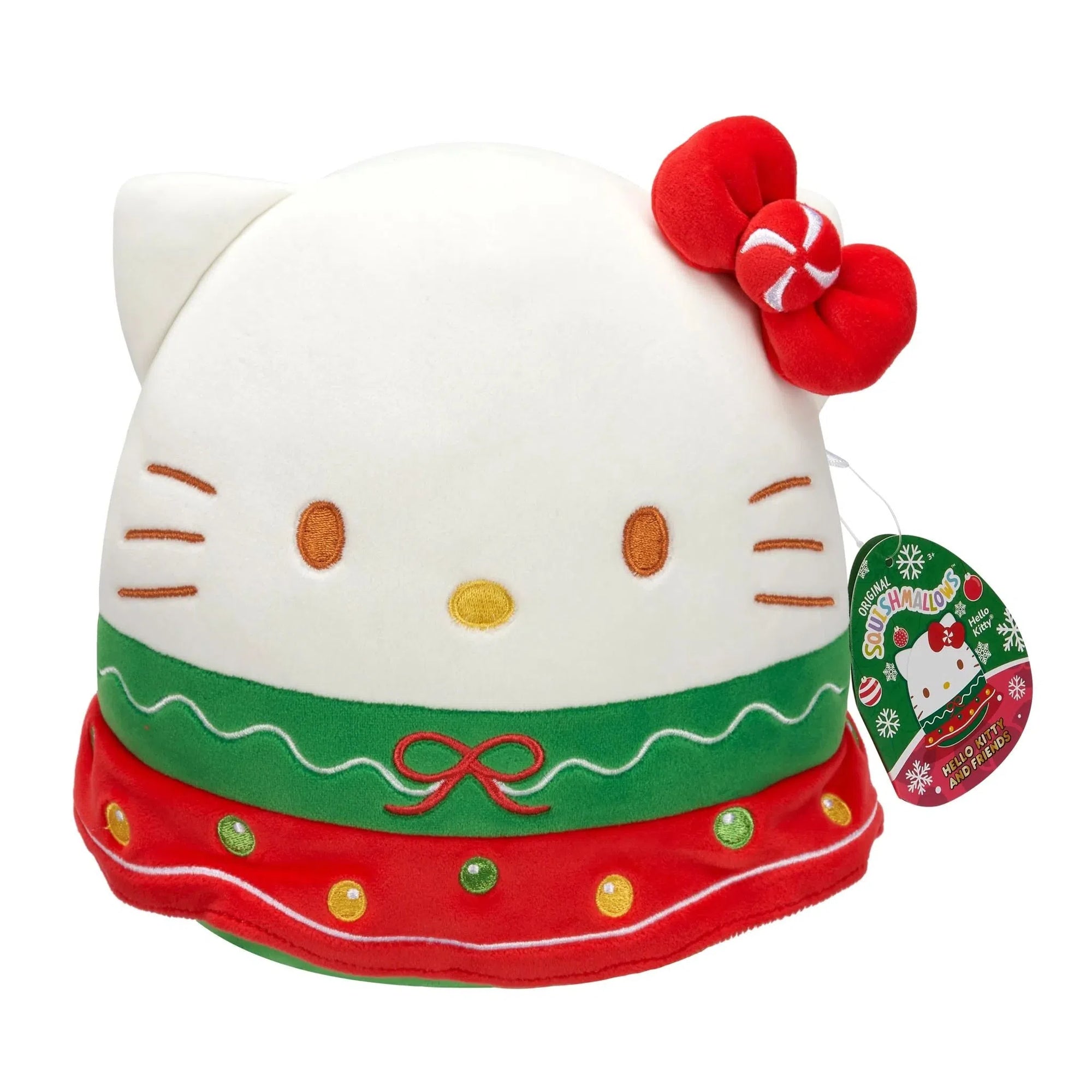 Squishmallows Sanrio Hello Kitty Candy Dotted Skirt Holiday 8-inch plush