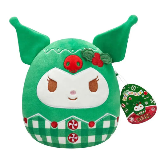 Squishmallows Sanrio Kuromi Festive Green Holiday 8-inch plush.