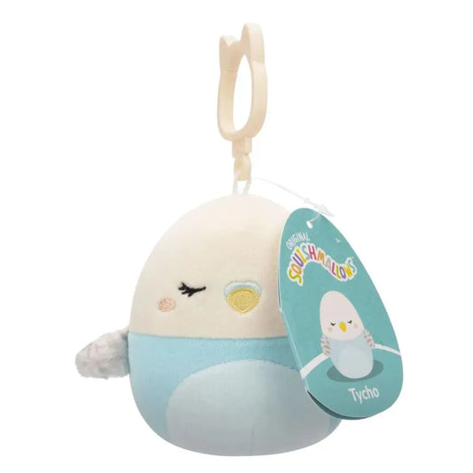 Squishmallow Tycho 3.5-inch (9 cm) blue Parakeet clip-on plush